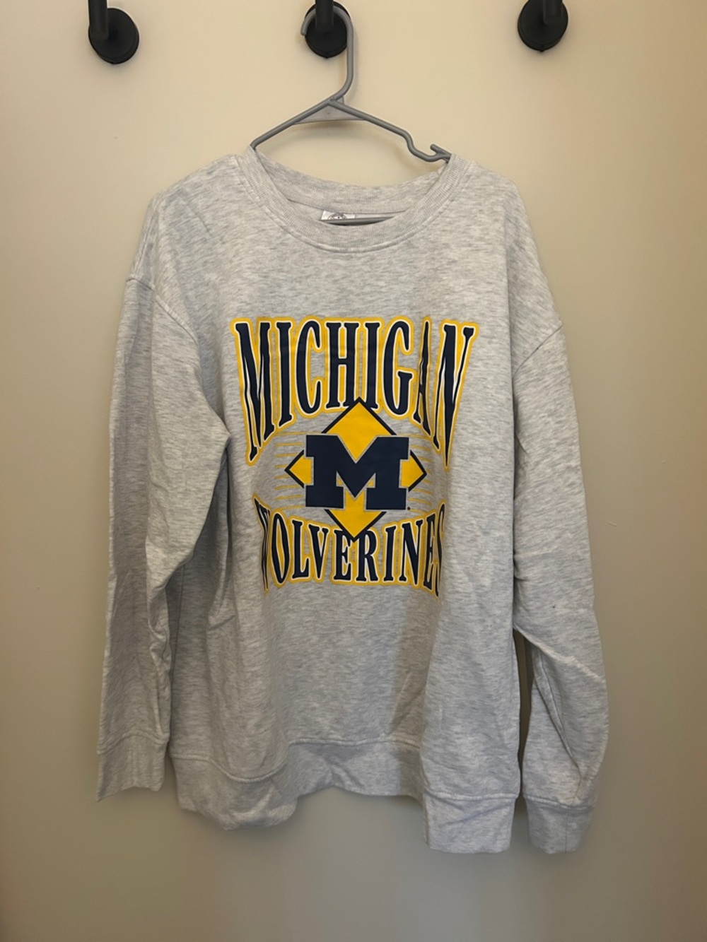 Rivalry Threads Gray Michigan Wolverines Sweatshirt with Yellow & Navy Logo